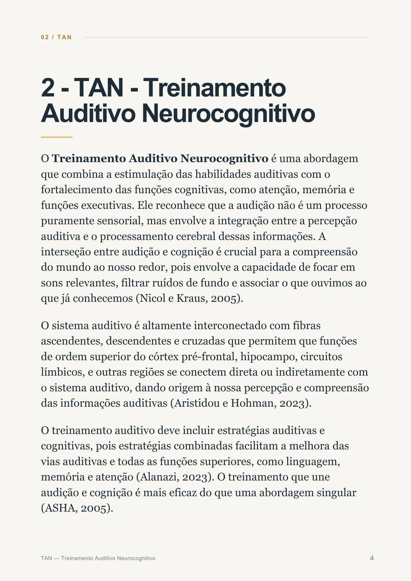 Página 4: o que é o Treinamento Auditivo Neurocognitivo